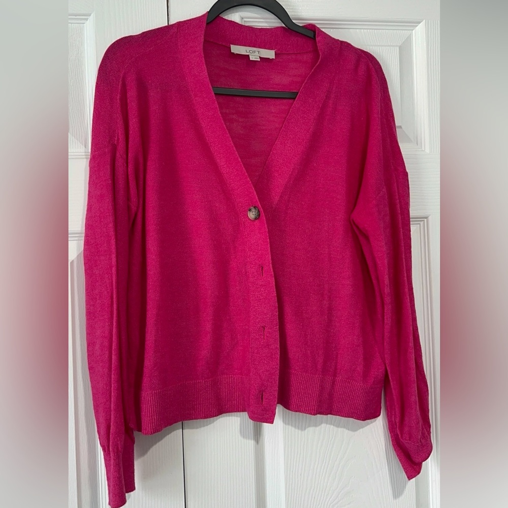 LOFT Women's Pink Cardigan Sweater